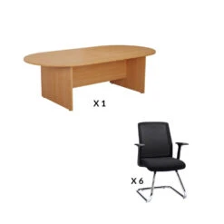 1.8m Boardroom Table & 6 Executive Chair Bundle