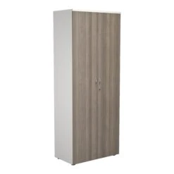 2000mm White Frame High Wooden Cupboard