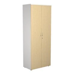 2000mm White Frame High Wooden Cupboard -Office Supermarket Store 2000mm white frame high wooden cupboard cupboards tc group maple 164471