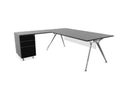 Arkitek Executive Desk With Supported Return - Polished Frame -Office Supermarket Store arkitek executive desk with supported return polished frame executive desks actiu black modesty panel cable tray left return 255796