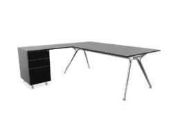 Arkitek Executive Desk With Supported Return - Polished Frame -Office Supermarket Store arkitek executive desk with supported return polished frame executive desks actiu black none left return 978207