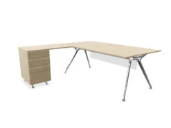 Arkitek Executive Desk With Supported Return - Polished Frame -Office Supermarket Store arkitek executive desk with supported return polished frame executive desks actiu light oak modesty panel cable tray left return 684381