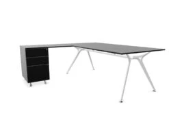 Arkitek Executive Desk With Supported Return - White Frame -Office Supermarket Store arkitek executive desk with supported return white frame executive desks actiu black none left return 152421
