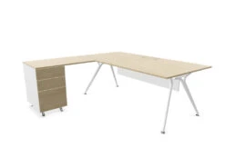 Arkitek Executive Desk With Supported Return - White Frame -Office Supermarket Store arkitek executive desk with supported return white frame executive desks actiu light oak modesty panel cable tray left return 928055