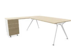 Arkitek Executive Desk With Supported Return - White Frame -Office Supermarket Store arkitek executive desk with supported return white frame executive desks actiu light oak none left return 111046