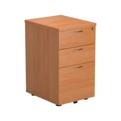 Beech 3 Drawer Under Desk Pedestal