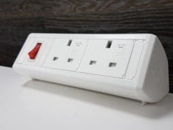 Desktop Twin Plug Power Module -Office Supermarket Store boost desktop power module furniture accessory metalicon 334099