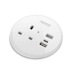 Circular In-Desk Power Module + 3 Metre Mains Cable Bundle -Office Supermarket Store circular in desk power module 3 metre mains cable bundle furnitureaccessoriesaccessoriesnexus tc group 1 outlet 30w usb c 27w usb a black housingsilver bezelgrey veneer 364038