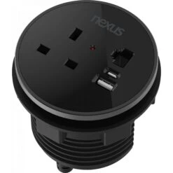 Circular In-Desk Power Module + 3 Metre Mains Cable Bundle -Office Supermarket Store circular in desk power module 3 metre mains cable bundle furnitureaccessoriesaccessoriesnexus tc group 1 outlet 30w usb c 27w usb a rj45 blank black housingblack bezelbla 309662
