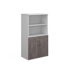 Duo Combination Unit With Open Top 1440mm High With 3 Shelves -Office Supermarket Store duo combination unit with open top 1440mm high with 3 shelves wooden storage dams whitegrey oak 635205