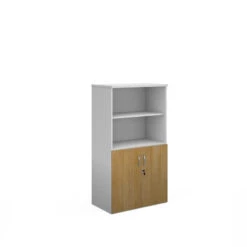 Duo Combination Unit With Open Top 1440mm High With 3 Shelves -Office Supermarket Store duo combination unit with open top 1440mm high with 3 shelves wooden storage dams whiteoak 301423