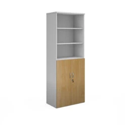 Duo Combination Unit With Open Top 2140mm High With 5 Shelves -Office Supermarket Store duo combination unit with open top 2140mm high with 5 shelves wooden storage dams whiteoak 306014