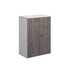 Duo Double Door Cupboard 1090mm High With 2 Shelves 7 Duo Double Door Cupboard 1090mm High With 2 Shelves -Office Supermarket Store duo double door cupboard 1090mm high with 2 shelves wooden storage dams whitegrey oak 158075