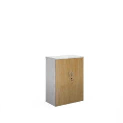 Duo Double Door Cupboard 1090mm High With 2 Shelves 8 Duo Double Door Cupboard 1090mm High With 2 Shelves -Office Supermarket Store duo double door cupboard 1090mm high with 2 shelves wooden storage dams whiteoak 853067