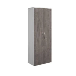 Duo Double Door Cupboard 2140mm High With 5 Shelves 7 Duo Double Door Cupboard 2140mm High With 5 Shelves -Office Supermarket Store duo double door cupboard 2140mm high with 5 shelves wooden storage dams whitegrey oak 285505