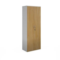 Duo Double Door Cupboard 2140mm High With 5 Shelves 8 Duo Double Door Cupboard 2140mm High With 5 Shelves -Office Supermarket Store duo double door cupboard 2140mm high with 5 shelves wooden storage dams whiteoak 491362