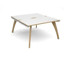 Fuze 2 Person Office Bench Desks 8 Fuze 2 Person Office Bench Desks -Office Supermarket Store fuze 2 person office bench desks bench desks dams whiteoak edge white 1400mm x 1600mm 336949