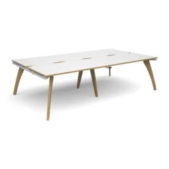 Fuze 4 Person Office Bench Desks -Office Supermarket Store fuze 4 person office bench desks bench desks dams white oak edge white 2800mm x 1600mm 502897