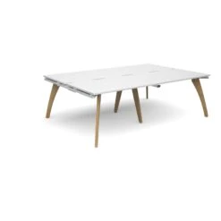 Fuze 4 Person Office Bench Desks -Office Supermarket Store fuze 4 person office bench desks bench desks dams white white 2400mm x 1600mm 260095