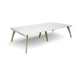 Fuze 4 Person Office Bench Desks -Office Supermarket Store fuze 4 person office bench desks bench desks dams white white 3200mm x 1600mm 224607