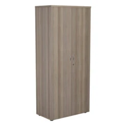 Grey Oak Wooden Office Cupboard 1800mm High