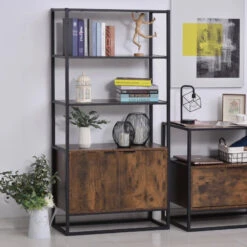 HOMCOM Industrial Bookcase Shelf 28 HOMCOM Industrial Bookcase Shelf -Office Supermarket Store homcom industrial bookcase shelf bookcases aosom brown open cupboard 394947