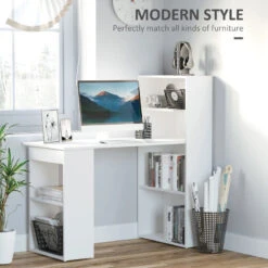 HOMCOM Study Desk & Bookshelf 7 HOMCOM Study Desk & Bookshelf -Office Supermarket Store homcom study desk bookshelf desking aosom white 388095