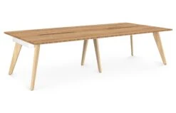 Hub Wooden Leg Bench Desks -Office Supermarket Store hub wooden leg bench desks bench desks workstories 4 person 3200mm x 1600mm gold craft oak 930639