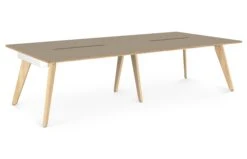 Hub Wooden Leg Bench Desks -Office Supermarket Store hub wooden leg bench desks bench desks workstories 4 person 3200mm x 1600mm stone grey 308177