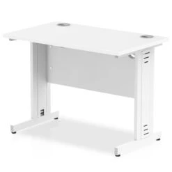 Impulse Slimline Desk Cable Managed Leg - Beech -Office Supermarket Store impulse slimline desk cable managed leg beech desks dynamic office solutions white silver 1000mm x 600mm 256986