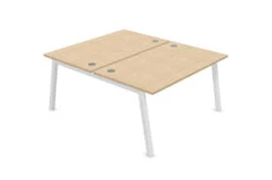 Partage Back To Back Bench Desks 1600mm Deep -Office Supermarket Store partage back to back bench desks 1600mm deep desks office supermarket white bleached oak 1200mm x 1600mm 880209