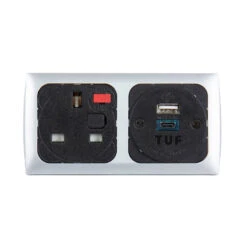 Proton Panel Mounted Power Module 1 X TUF (A&C Connectors) USB Charger - Silver/black