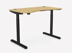 RoundE Bamboo Height Adjustable Office Desk Black Frame