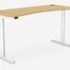 RoundE Bamboo Height Adjustable Office Desk White Frame