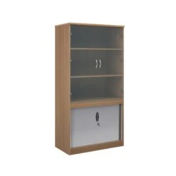 Systems Combination Unit With Tambour Doors And Glass Upper Doors 2000mm High With 2 Shelves