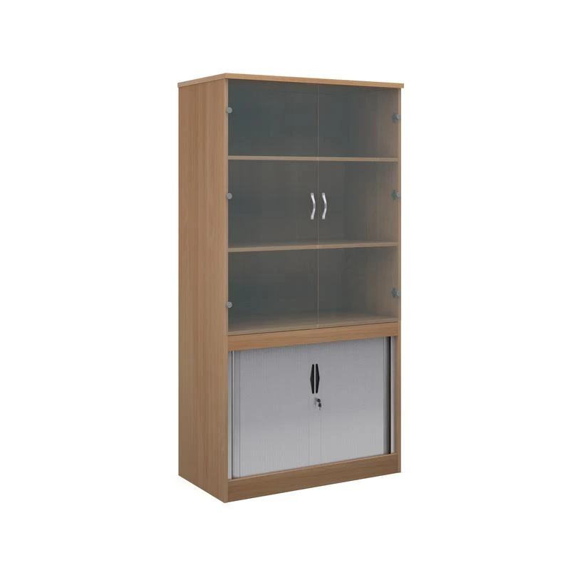 Systems Combination Unit With Tambour Doors And Glass Upper Doors 2000mm High With 2 Shelves 1 Systems Combination Unit With Tambour Doors And Glass Upper Doors 2000mm High With 2 Shelves