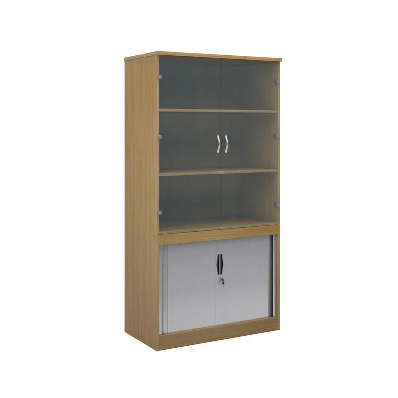 Systems Combination Unit With Tambour Doors And Glass Upper Doors 2000mm High With 2 Shelves 2 Systems Combination Unit With Tambour Doors And Glass Upper Doors 2000mm High With 2 Shelves - Image 2