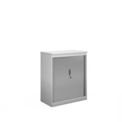 Systems Horizontal Tambour Door Cupboard 1200mm High -Office Supermarket Store systems horizontal tambour door cupboard 1200mm high wooden storage dams white 179316