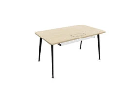 Twist Rectangular Office Desk - Black Frame -Office Supermarket Store twist rectangular office desk black frame workstation actiu light oak 1400mm x 800mm cable tray 519538