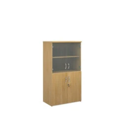 Universal Combination Unit With Glass Upper Doors 1440mm High With 3 Shelves -Office Supermarket Store universal combination unit with glass upper doors 1440mm high with 3 shelves wooden storage dams oak 359583