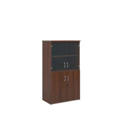 Universal Combination Unit With Glass Upper Doors 1440mm High With 3 Shelves -Office Supermarket Store universal combination unit with glass upper doors 1440mm high with 3 shelves wooden storage dams walnut 281904