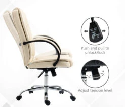 Vinsetto Executive Cream Leather Office Chair -Office Supermarket Store vinsetto executive cream leather office chair office chairs aosom 935593