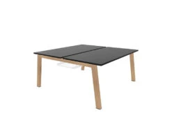 Vital Plus 300 Bench Desk - Wooden Leg -Office Supermarket Store vital plus 300 bench desk wooden leg bench desks actiu blackchestnut 1400mm x 1600mm cable tray and access 576608