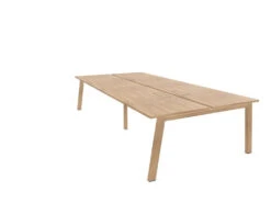 Vital Plus 300 Bench Desk - Wooden Leg -Office Supermarket Store vital plus 300 bench desk wooden leg bench desks actiu chestnutchestnut 2800mm x 1600mm cable tray and access 768650