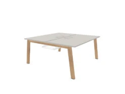Vital Plus 300 Bench Desk - Wooden Leg -Office Supermarket Store vital plus 300 bench desk wooden leg bench desks actiu coco greychestnut 1400mm x 1600mm cable tray and access 749084