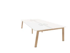 Vital Plus 300 Bench Desk - Wooden Leg -Office Supermarket Store vital plus 300 bench desk wooden leg bench desks actiu whitechestnut 2800mm x 1600mm cable tray and access 233966