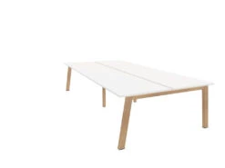 Vital Plus 300 Bench Desk - Wooden Leg -Office Supermarket Store vital plus 300 bench desk wooden leg bench desks actiu whitechestnut 2800mm x 1600mm none 387044