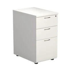 White Desk High 3 Drawer Pedestal - 600mm Deep