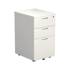 Wooden 3 Drawer Under Desk Pedestal - White