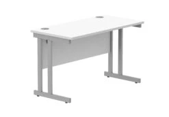 Workwise Rectangular Office Desk With Steel Double Upright Cantilever Frame -Office Supermarket Store workwise office rectangular desk with steel double upright cantilever frame furniture tc group 1200x600 arctic whitesilver 770908
